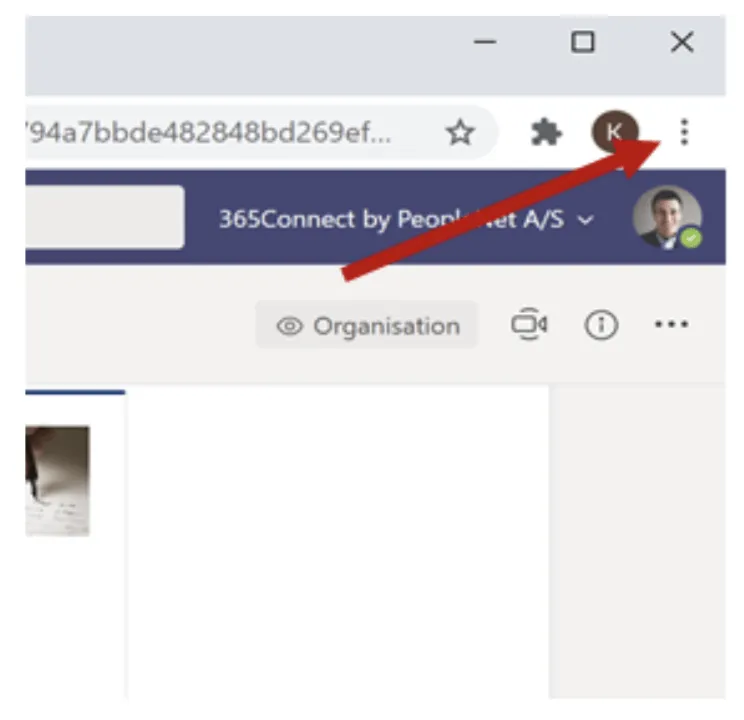 Igen skal du klikke på prikkerne i Teams i din browser for at fået et nyt ikon ind