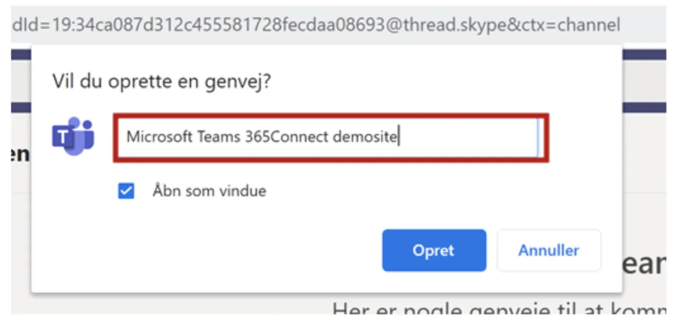 Kald ikonet det du gerne vil have den skal hedde i Teams