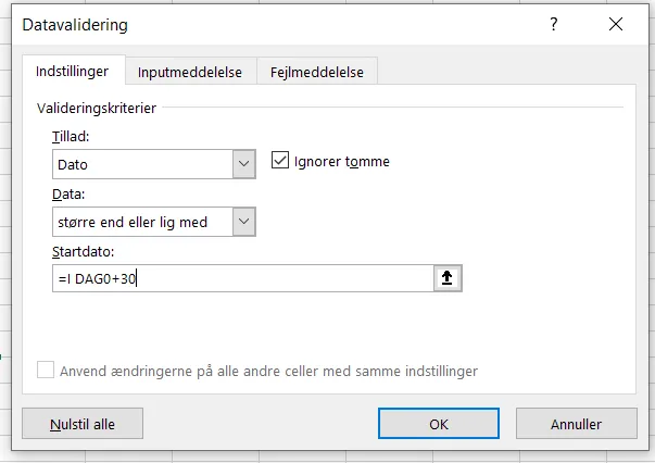 Datavalidering for dato
