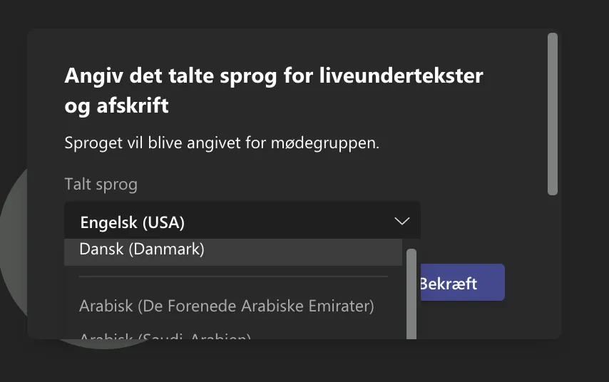 Dialogboks til transskribering af interviews