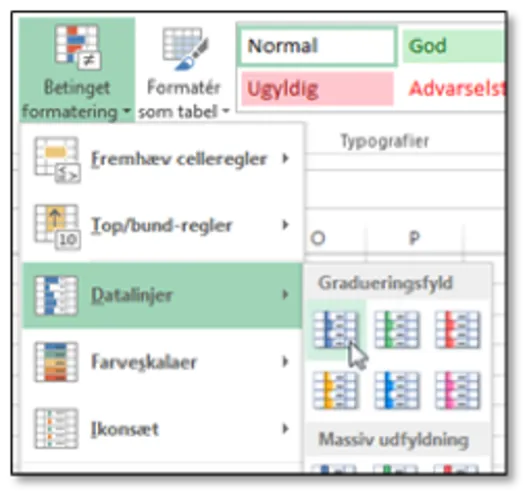 Vælg betinget formatering i hjem fanen i excel.