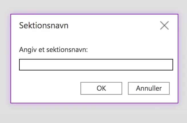 Sådan opretter du en sektion i OneNote.