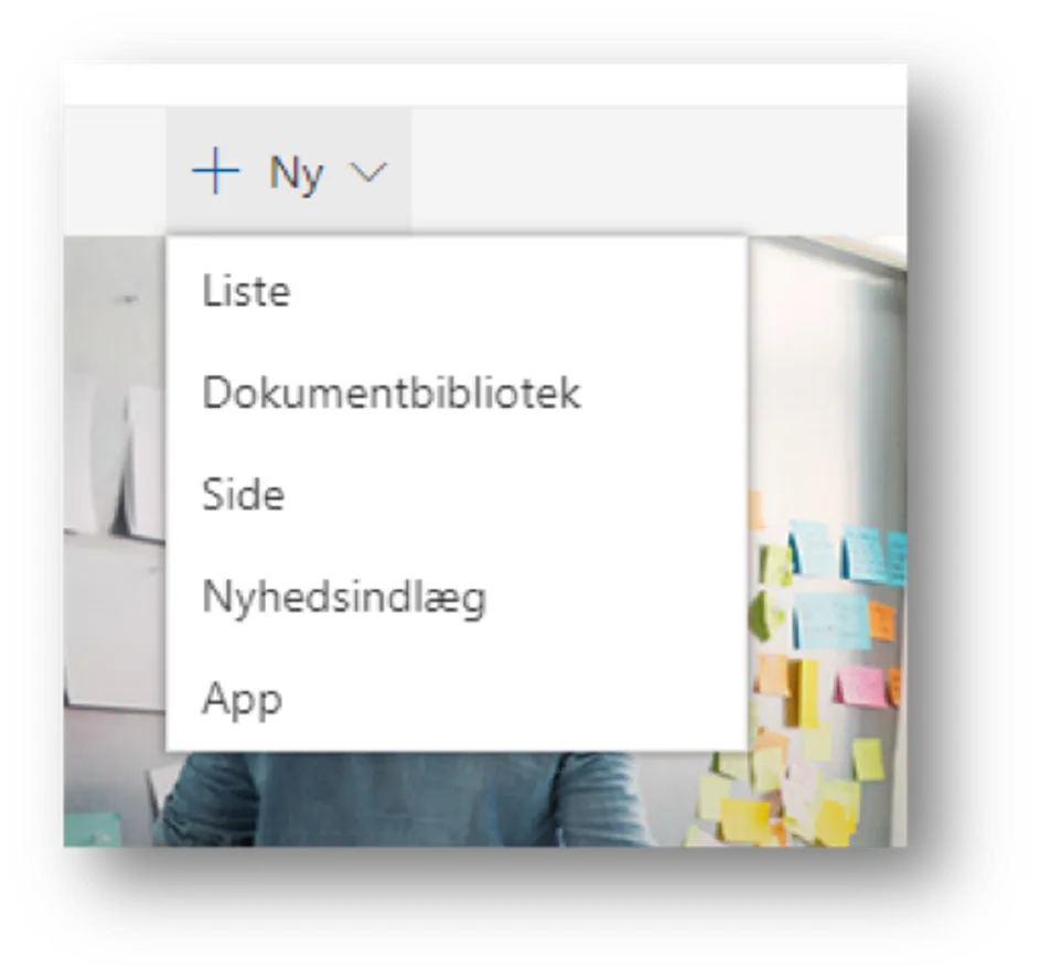 Overblik over dropdown menyen i forhold til ny. 