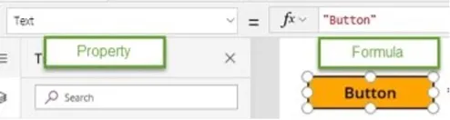Text property og formula kan også have nogle værdier på knapperne. 