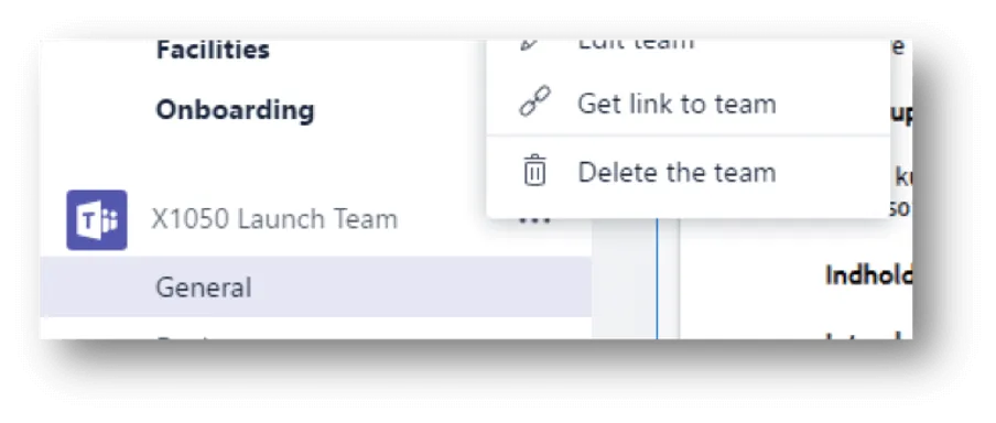 Sådan sletter du et team i Microsoft Teams. 