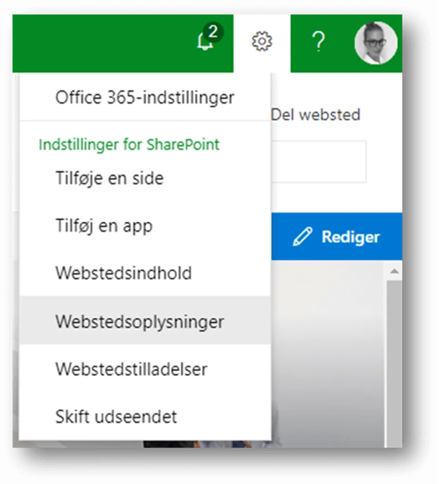 Skræmbillede af tandhjulet til højre i Office. 