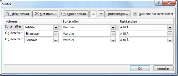 Eksempler på, hvordan man udfylder dialogboksen. 