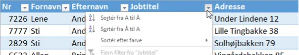 Man kan ikke sortere efter flere forskellige kriterier.