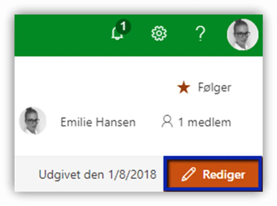 Klik på redigerknappen I teams under dit billede. 