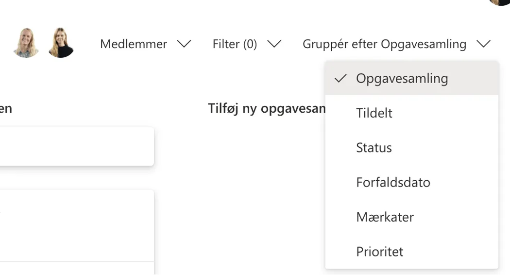 Du kan også selv vælge hvordan du vil gruppere dine opgaver. Det kan også være efter status, markater eller prioritet.