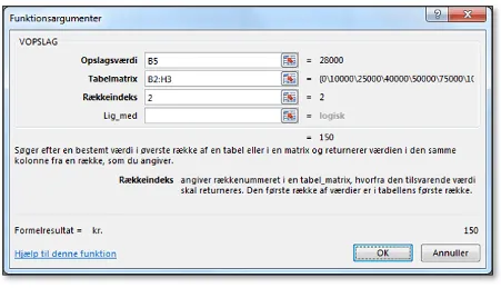 Dialogboks for funktionsargumenter.