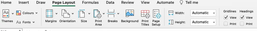 Pages review i baandet I Excel.