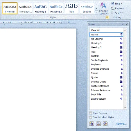 Indholdfortegnelse I word overblik over alle standard typografierne