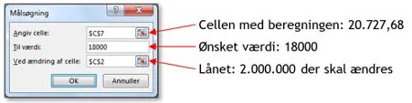 Forklaring af hvad der skal indtastet i dialogboksen. 