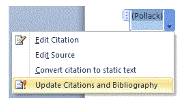 Opdatering af bibliografi.