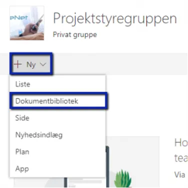 Vælg dokumentbiblioteket i menuen. 