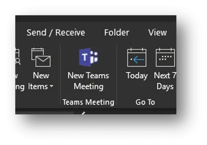 New Teams meeting Ikon I Outlook, når du skal oprette et møde.