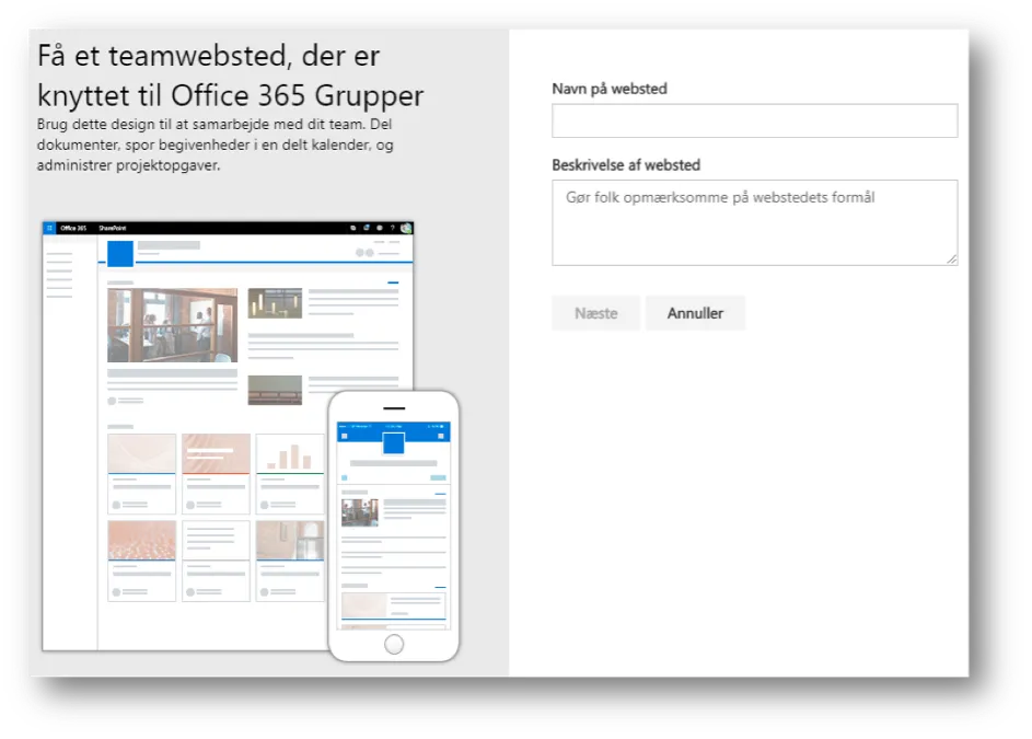 Angiv navn og beskrivelse for dit websted.