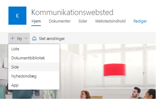 Forsiden på et kommunikationswebsted.