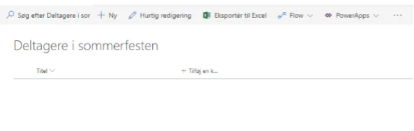Den oprettede liste til et kommunikationswebsted