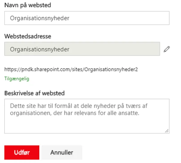 Udfyld navn og beskrivelse.