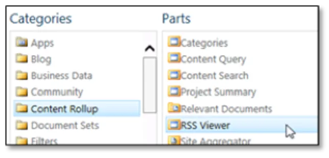 Overblik over rss viewer I oversigten. 