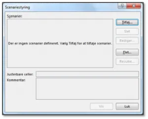 Dialogboks for scenariestyring