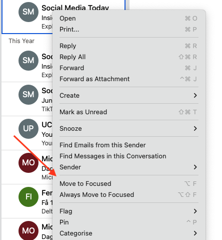 Sådan flytter du en mail fra en indbakke til en anden, når du arbejder med deep work