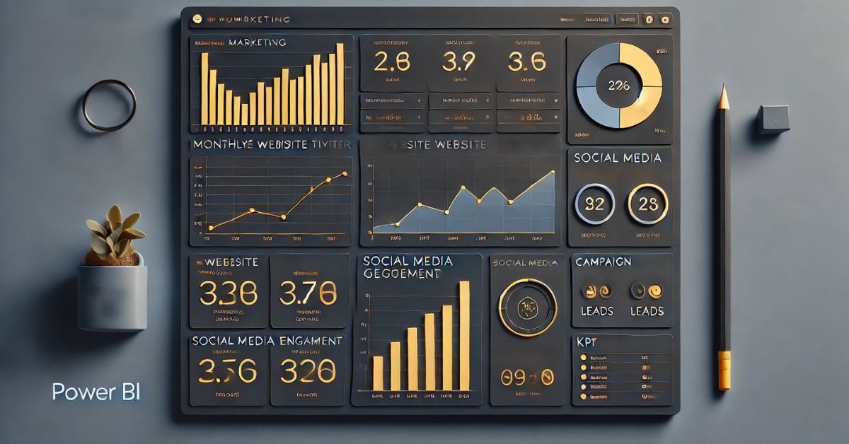 Dashboards I Power BI - Et eksempel på et dashboard indenfor marketing (billedet er genereret med AI)